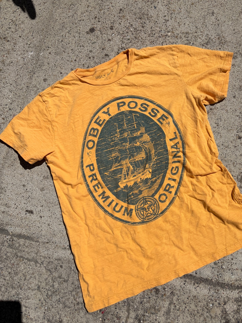 Obey Posse Yellow Graphic Logo Tee